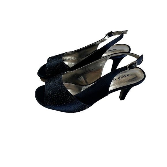 DAVID TATE WOMEN’S SATIN EMBELLISHED SLINGBACK DRESS PUMP SHOES SZ 9.5” WW - Picture 3 of 9